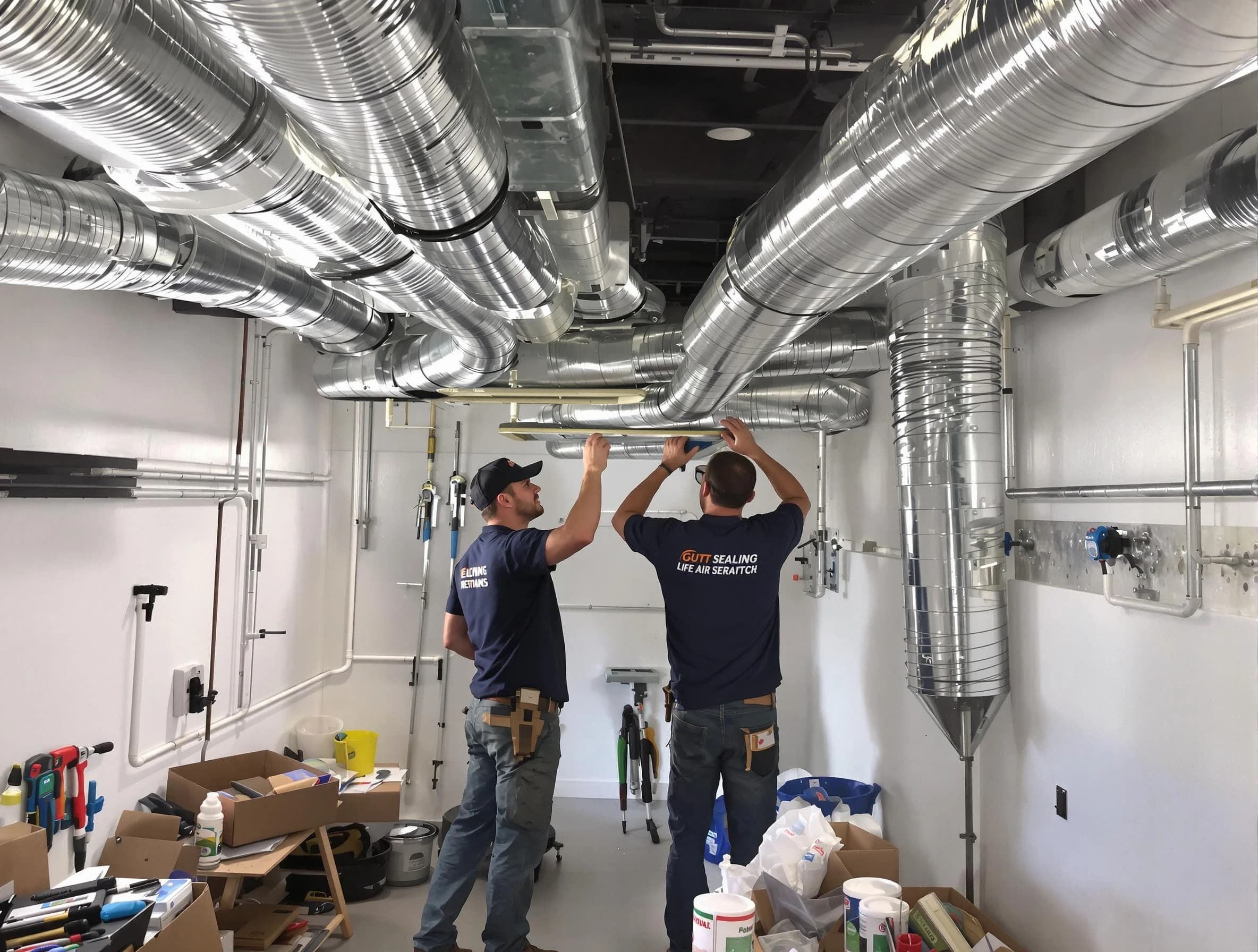 Fairfield Air Duct Cleaning technician applying professional duct sealing solutions in Fairfield