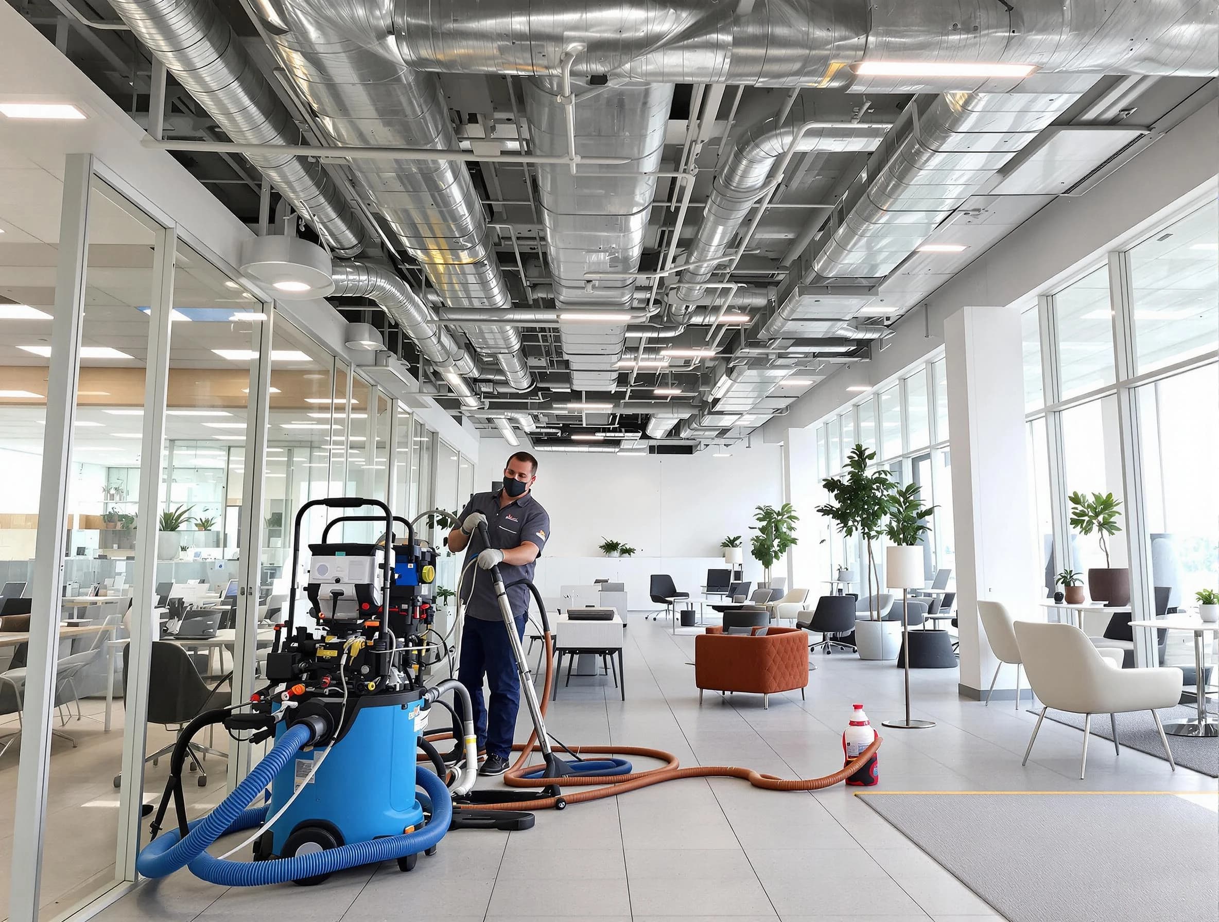 Fairfield Air Duct Cleaning team conducting comprehensive commercial duct cleaning at a business location in Fairfield