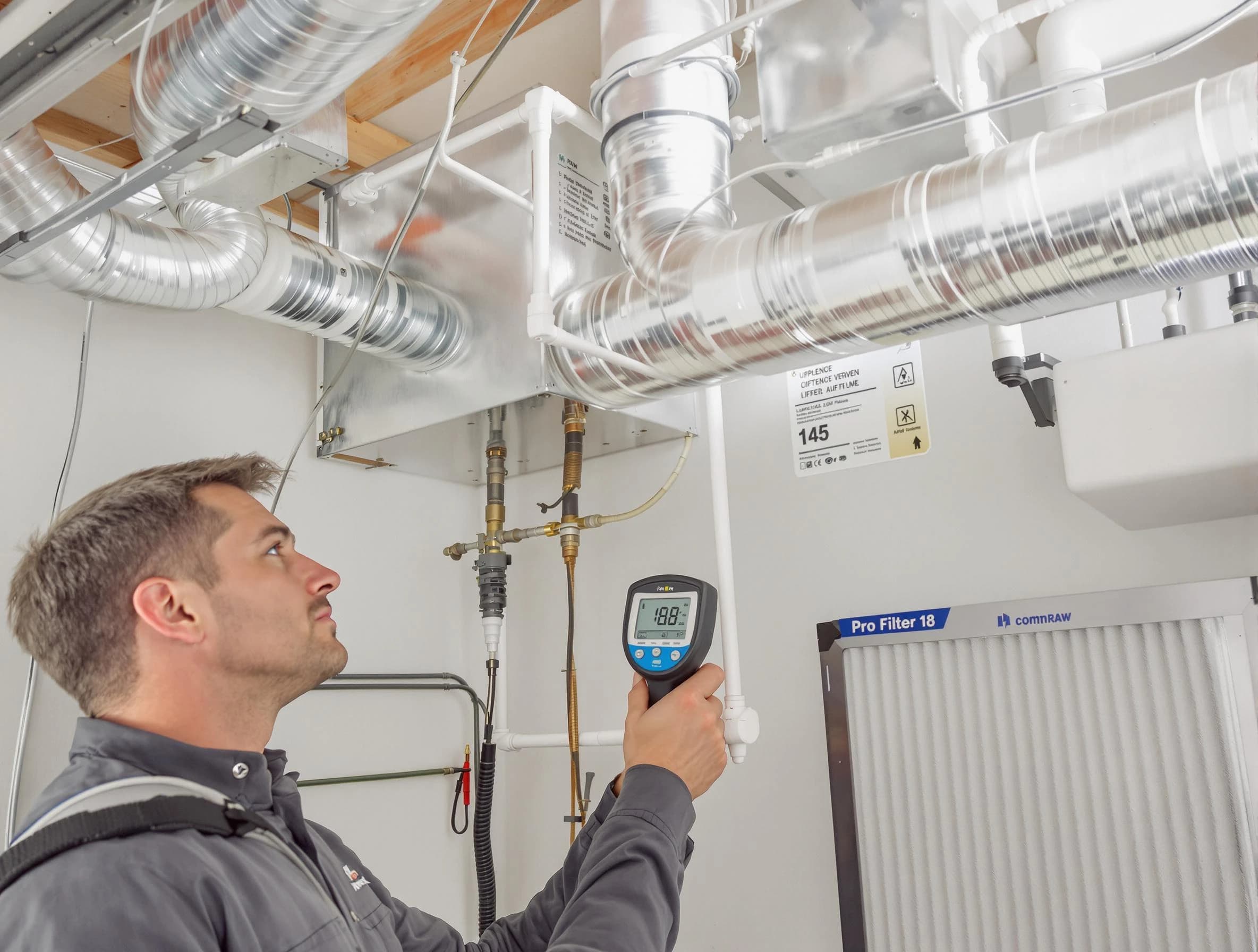 Fairfield Air Duct Cleaning expert conducting detailed filter system inspection using diagnostic tools in Fairfield