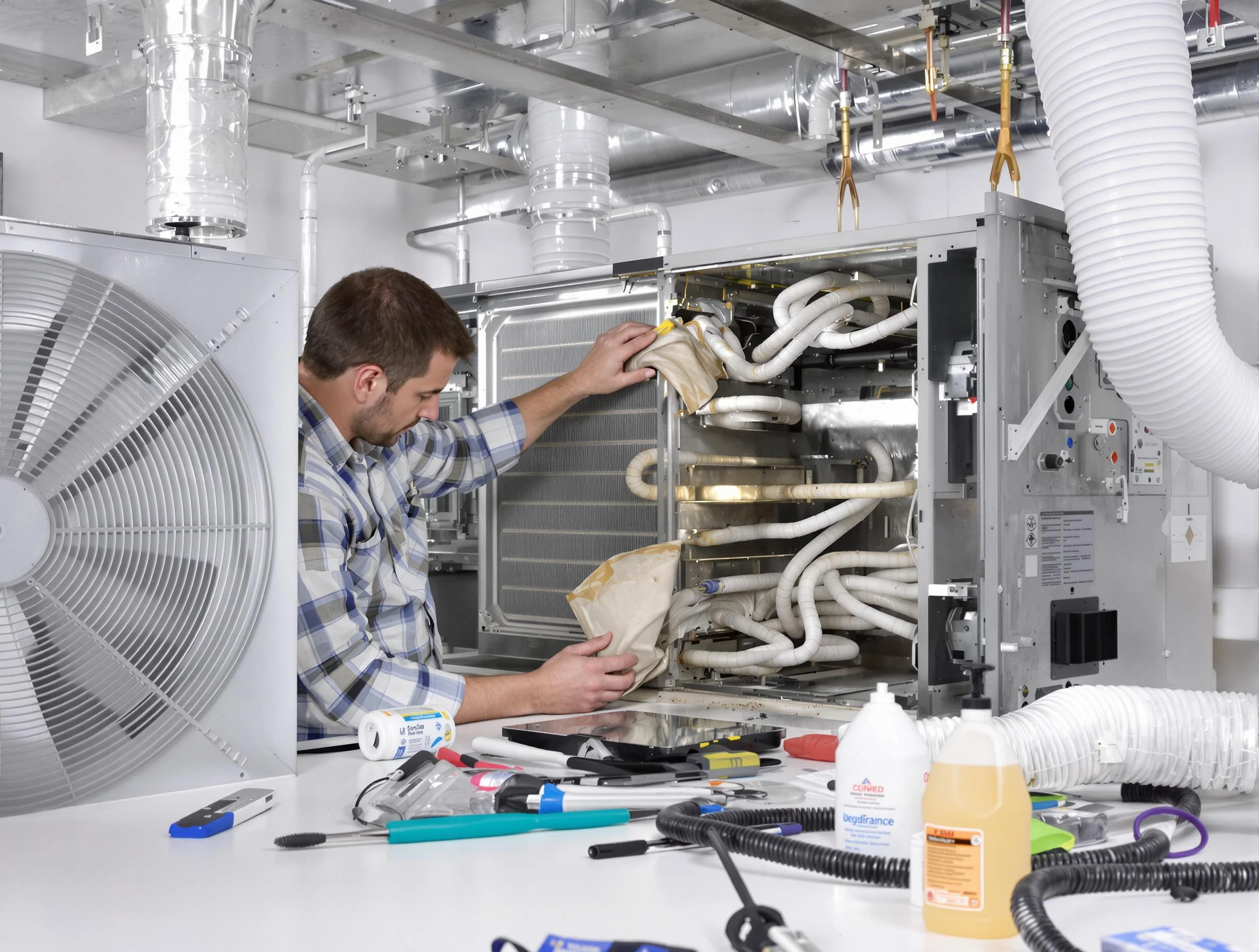 Fairfield Air Duct Cleaning specialist performing precision AC coil cleaning in Fairfield