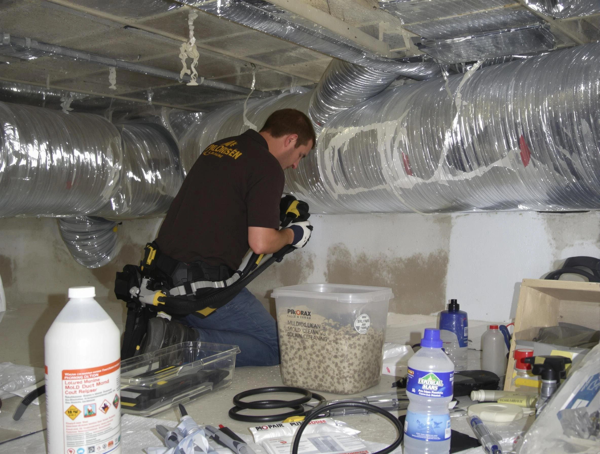 Fairfield Air Duct Cleaning specialist performing professional mold removal from air ducts in Fairfield