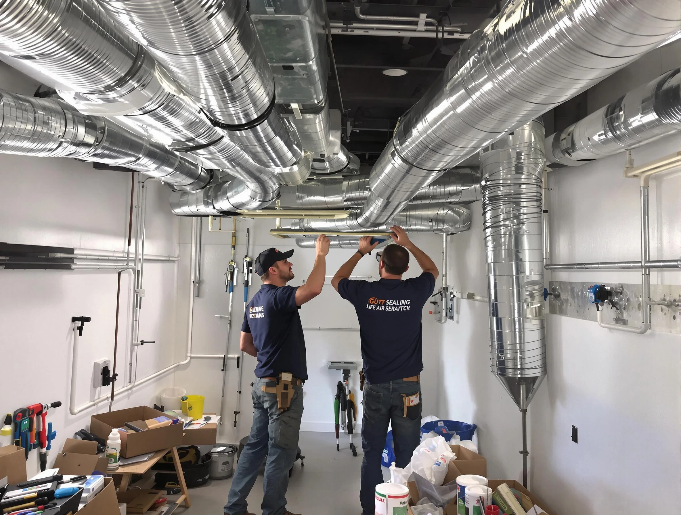Fairfield Air Duct Cleaning technician applying professional duct sealing solutions in Fairfield
