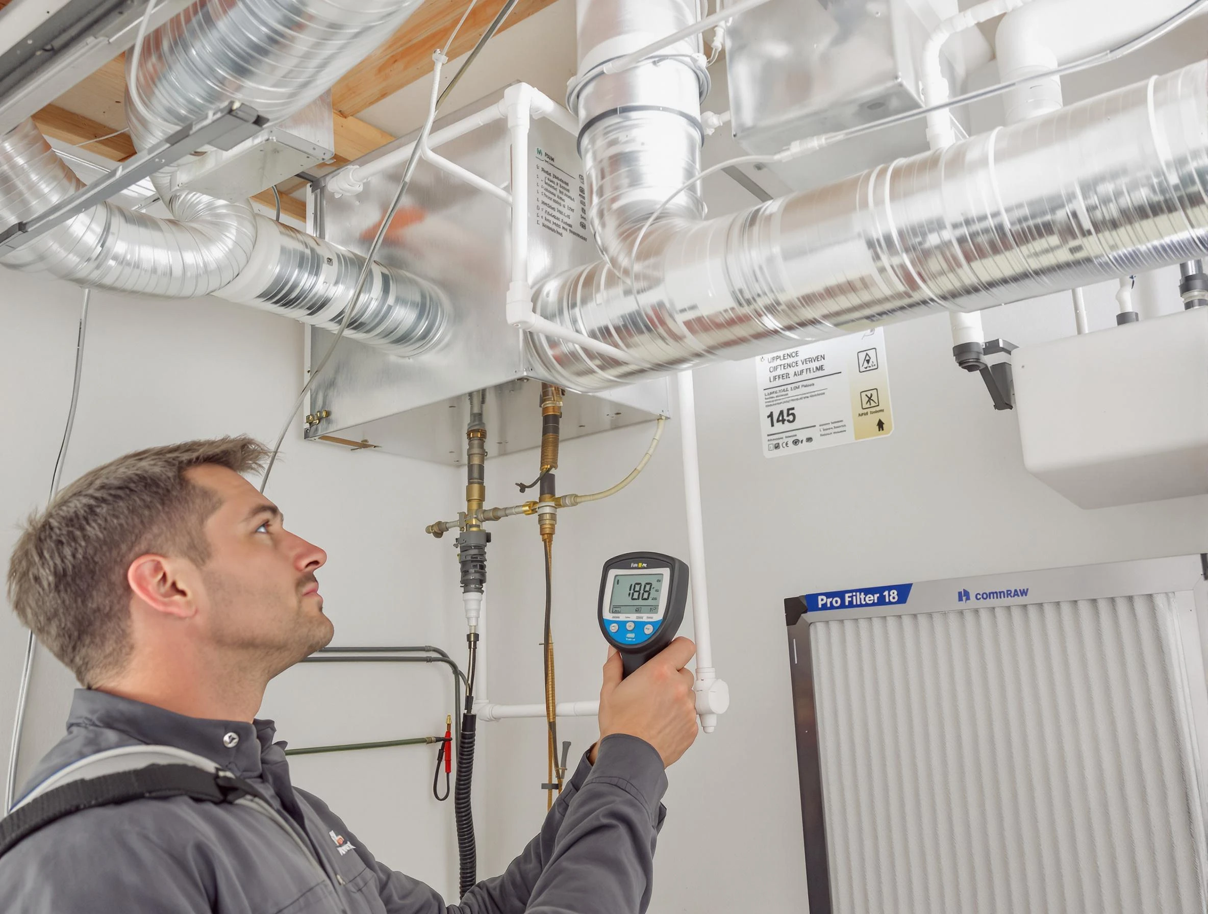 Fairfield Air Duct Cleaning expert conducting detailed filter system inspection using diagnostic tools in Fairfield